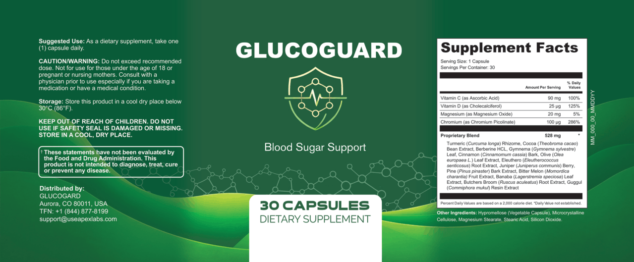 GlucoGuard Supplement Facts Label